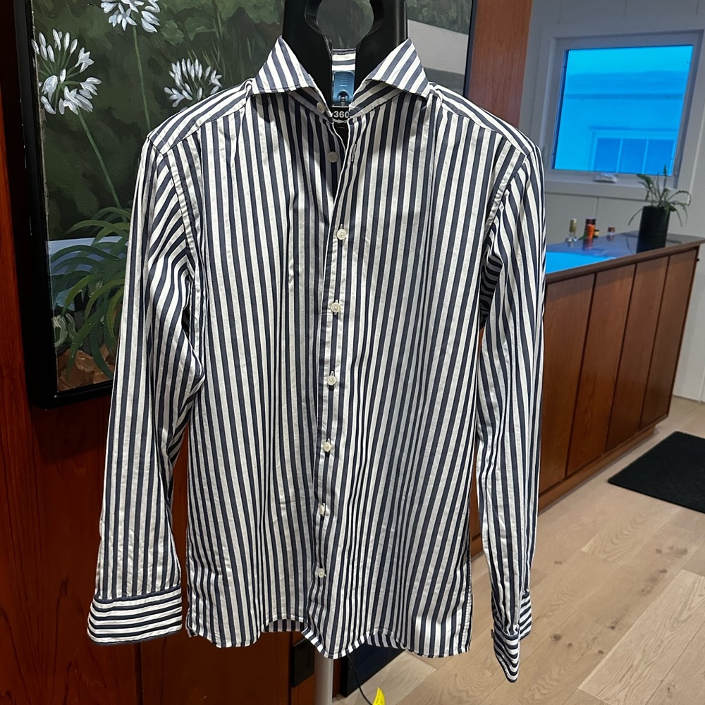 Eton Dress Shirt - 15.5 / 39 / M Slim - Blue and White Butcher Stripe - Cutaway